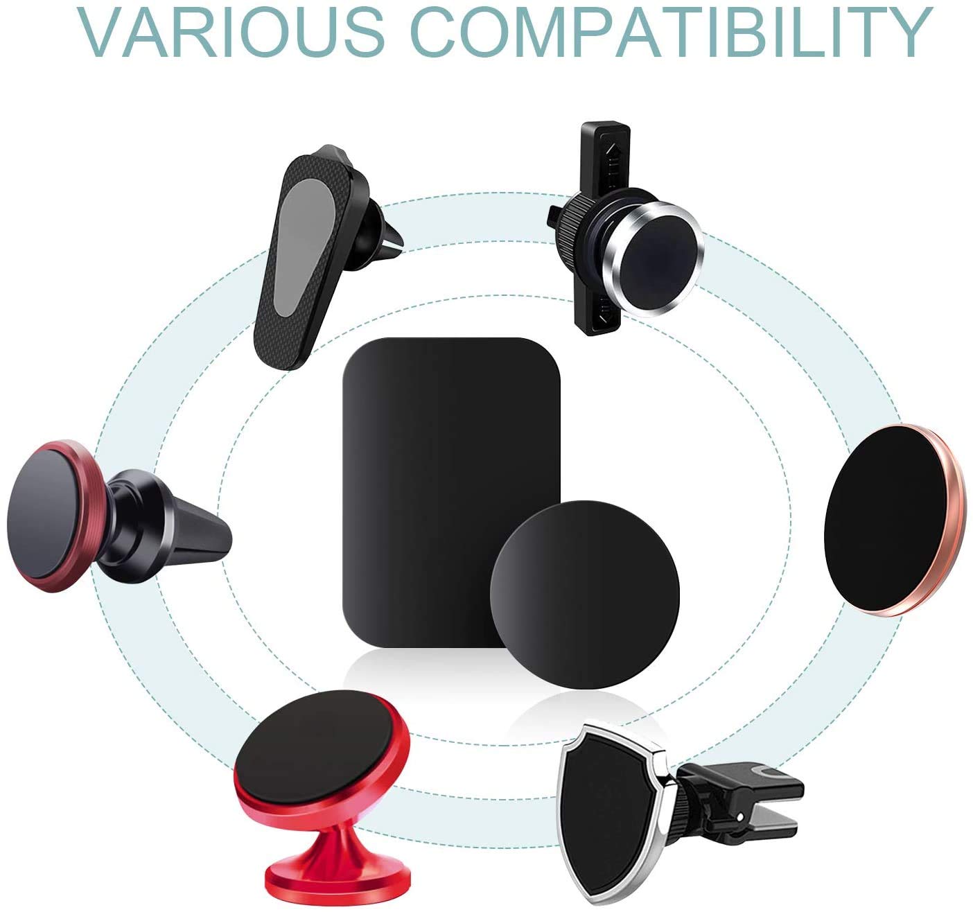 HASTHIP 8 Pcs Universal Metal Plate with Adhesive for Magnetic Car Mount Cell Phone Holder (4 Round and 4 Rectangle) HASTHIP 8 Pcs Universal Metal Plate with Adhesive for Magnetic Car Mount Cell Phone Holder (4 Round and 4 Rectangle)